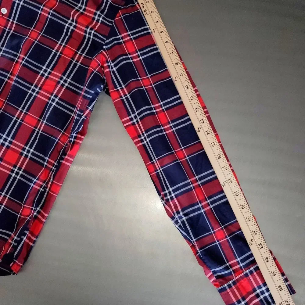 J. Crew Thomas Mason Archive Red Blue Plaid Slim Fit Button Down Shirt XL